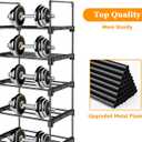 10 Tiers Free Standing Shoe Rack | 20-24 Pairs Shoes Storage Organizer | Stackable Metal Shoe Shelf with Hooks | Space Saving Narrow Shoe Rack for Entryway, Closet, Bedroom, Corner | Black