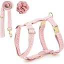 HQREA Pink Big Dog Harness Set Lightweight Pet Wedding Birthday Party Harness with Leash & Handle for Medium Large Dogs L