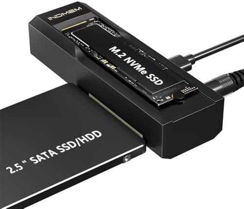 M.2 NVMe SSD Enclosure Adapter, 10Gbps SATA & M.2. NVMe Dual Bay Offline Clone USB-C Adapters Supports 3.5"/2.5" SATA SSD, Type-C Standalone Clone Duplicator
