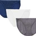 Vanity Fair Women's Illumination String Bikini Panties, Silky Stretch & Satin Trim (7, 3 Pack - Navy/White/Steele)
