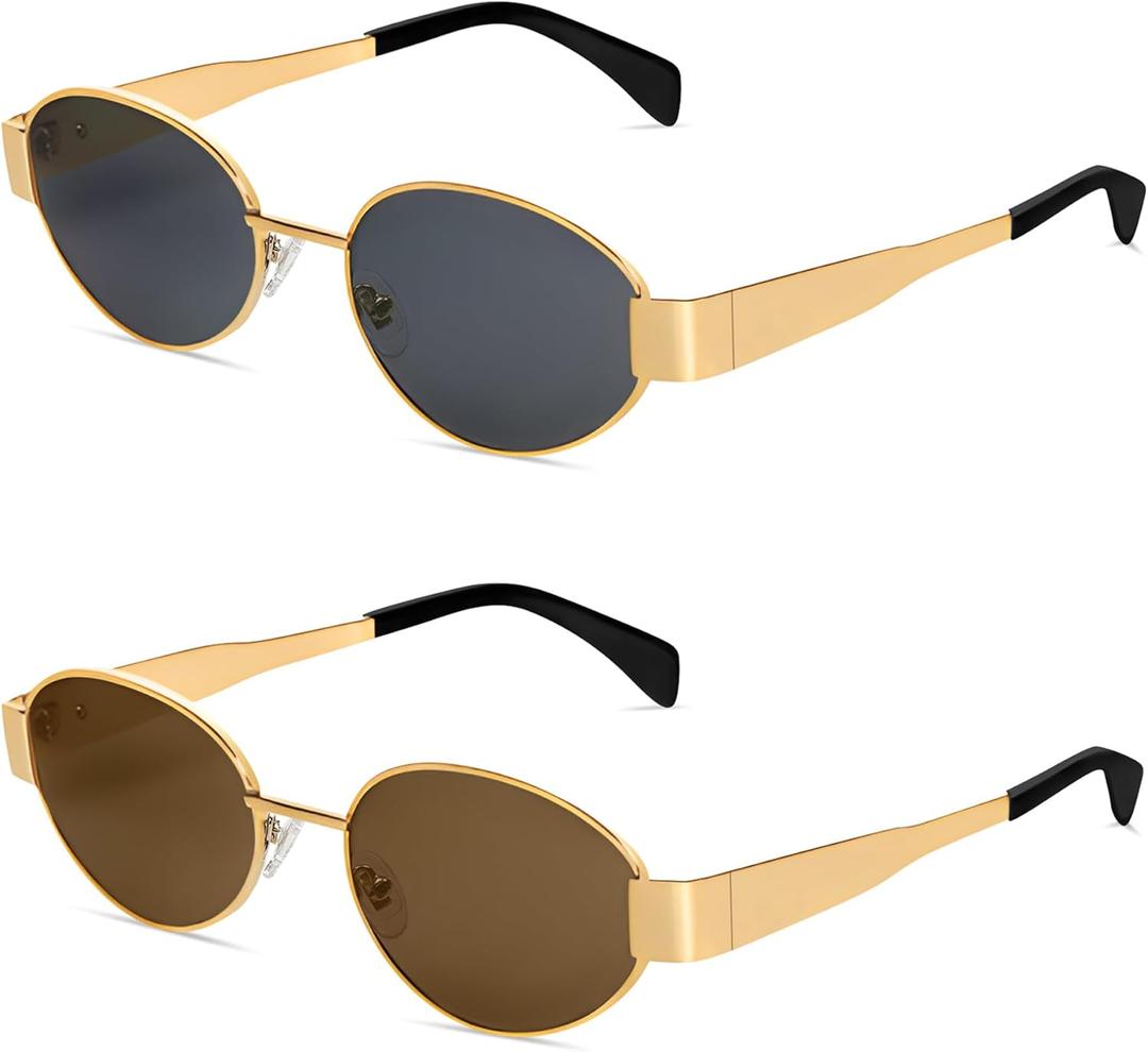 BUTABY Retro Oval Sunglasses for Women Men Designer Trendy Sun Glasses Classic Shades UV400 Protection