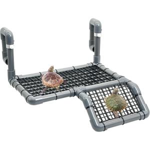 Fhiny Hanging Turtle Basking Platform, Plastic Turtle Dock Basking Area with Climbing Ramp Height Adjustable Tortoise Floating Dock Tortoise Tank Accessories Decor for Lizard Gecko Hermit Crab