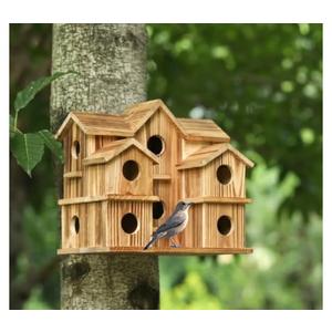 Bird Houses for Outside 10 Hole Bird House Room for 10 Bird Families Large Bird House for Garden/Courtyard/Backyard Decor Finch Bluebird Cardinals Handmade Hummingbird House