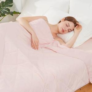 Cozy Bliss Cooling Blanket for Hot Sleepers Queen Size, Q-Max 0.45 Cooling Comfort, Cold Blankets for Night Sweats Sleeping, Ultra-Cool Lightweight Breathable Summer Blanket for Bed, Cool Pink