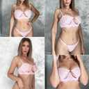 Avidlove Lingerie for Women Sexy Lace Bra and Panty Set Underwire Push Up Lingerie Sets Demi Half Cup Pink S
