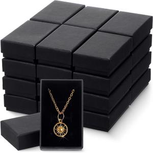 Batiyeer 36 Pcs Cardboard Jewelry Gift Boxes Jewelry Boxes Packaging Small Earring Gift Box with Lids for Necklace Ring(Black,3.2 x 2 x 1 Inch)