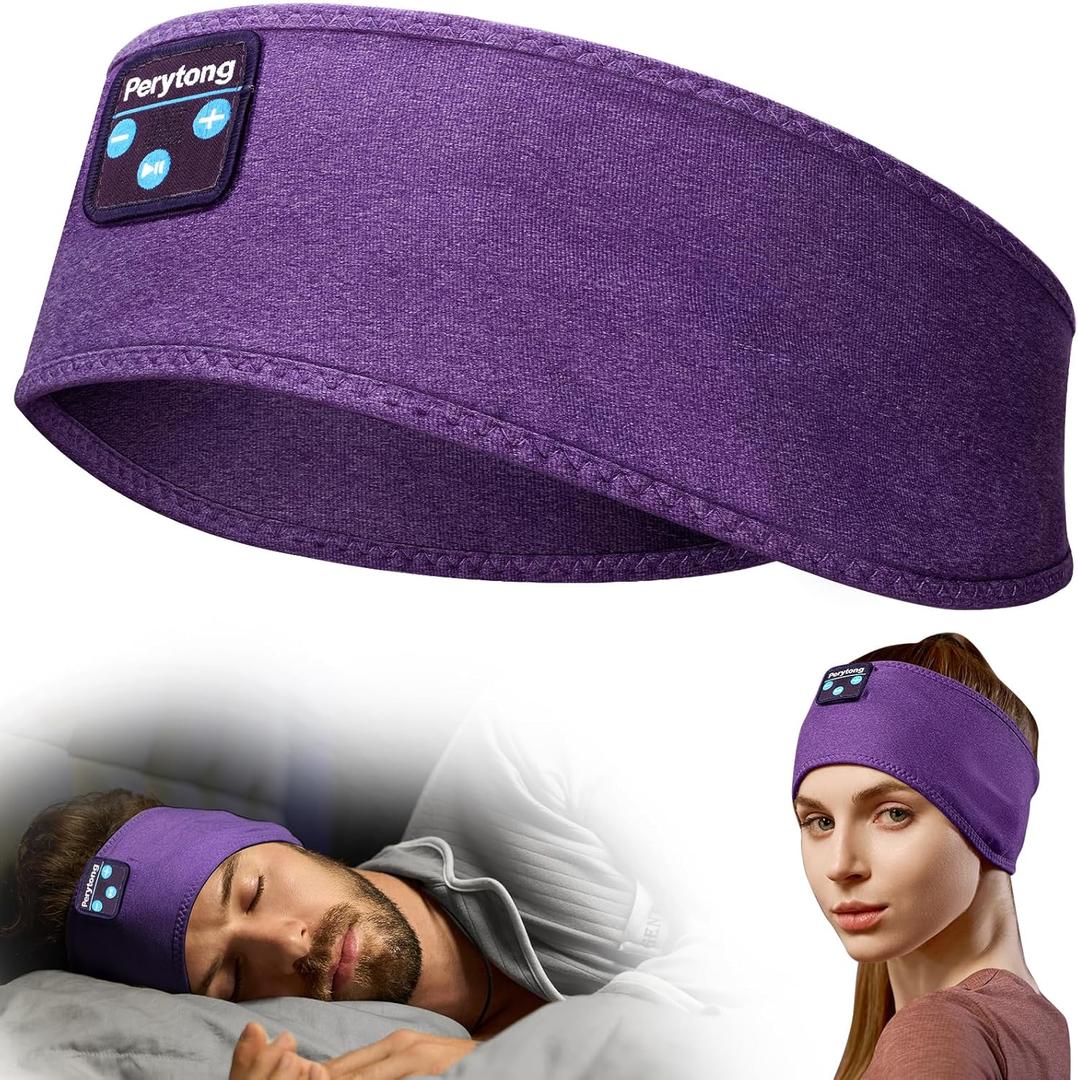 Perytong Sleep Headphones Sleeping Bluetooth Headband, Soft Headphone Band with Ultra-Thin Speakers Perfect for Side Sleepers, Running, Workout, Jogging, Yoga, Insomnia Cool Gadgets (Dark Purple)