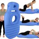 Pregnancy Blow Up Pillow, Belly Mattress for Pregnant Women with Electric Pump, Full Body Maternity Airbed with Hole for Stomach Sleeping, Back Pain & SPD Relief, Blue, 182cm*66cm/63*33.5inches