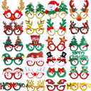 Aneco 24 Pack Christmas Costume Glasses Frames - Party Glitter Ornaments, Santa Snowman Eyewear for Creative Funny Christmas Party