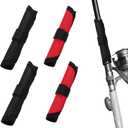 3 x 4pcs Fishing Lure Wraps, 6.3in/16cm Fish Hook Covers Nylon Bait Guard Protector Armour Glove for Fishing Rod Safety & Tackle Storage (Red, Black)