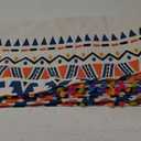 VOGOL Geo Diamond Curtains for Living Room, Rod Pocket Bohemian Cotton Linen Window Drapes with Colorful Pompom Tassels for Bedroom Decoration, 59 x 94 Inches, 1 Panel