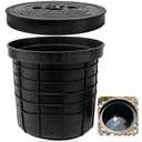 18.5" Large Size Perforated Sump Pump Basin with Lid, 18 Gal Heavy Duty Pre-Drilled Sump Pump Catch Basin Kit for Yard Drainage Systems, Basement & Crawl Space,Corrosion-Resistant Sump Pump Bucket 68L 
