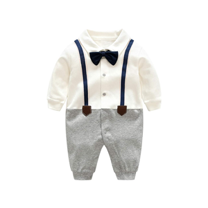 Baby Boy Onesies, Long Sleeve Jumpsuit,  Bow Tie, Infant Boy Gentleman Outfits Sets for Formal Occasion (0-3 Months)