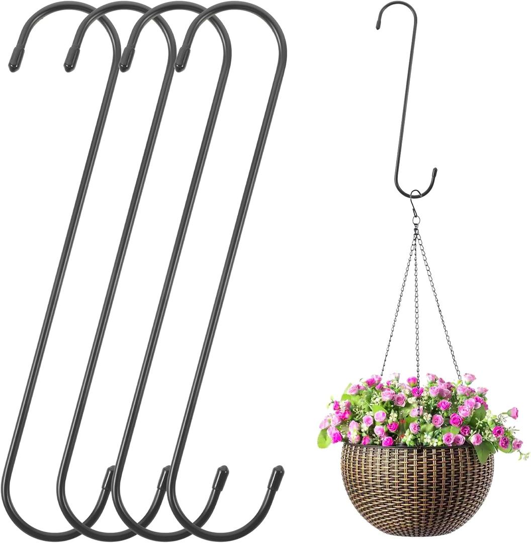Large S Hooks Heavy Duty Long S Hooks for Hanging Plant Large Tree Branch Extension Hook Applies 10 inch 4 Pack