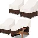 Adirondack Chair Cover 4 Pack,Waterproof Heavy Duty Patio Furniture Covers,Patio Adirondack Chair Covers for Outdoor Chairs(30 W x 34 D x 36 H inches) Beige & Brown
