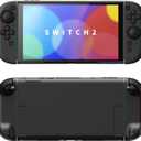 PlayVital Protective Case for Nintendo Switch 2 with Extra Stand & Thumb Grip Caps | Split Design, Dockable Hard Shell Cover for Nintendo Switch 2 | Solid Color Series, Black