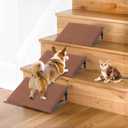 Dog Ramps for Stairs, 3 Pack Pet Ramp Stairs for Small Medium Dogs, Non-Slip Dog Pet Steps for Any Staircase with Anti-Slip Strip, Stair Ramp for Injured Elder Dogs/Cats (Brown, 3 Pack)