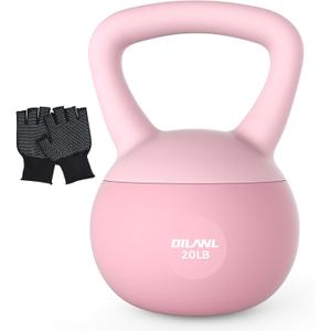 Soft Kettlebell, Safe Strength Training Kettle bell, Cushioned Impact-Resistant Base and Anti-Slip Grip Weight, Kettlebells Set for Home Workouts and Men/Women/ Beginners, With Non-slip Gloves (Pink, 20 LB)