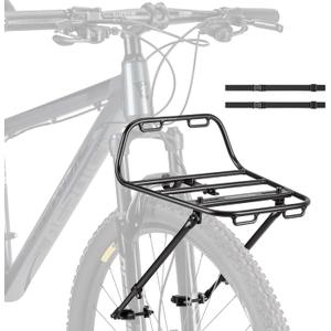 Bike Front Rack - Front Bicycle Cargo Rack with Struts - Front Mount Aluminium Pizza Rack Bike Rack for Mountain, Gravel,Touring Bikes