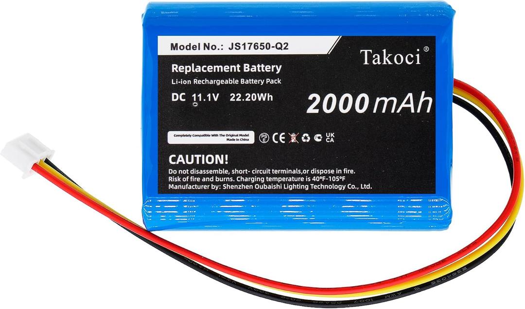 2000mAh/11.1V JS17650-Q2 Replacement Battery Compatible with AWSBT10, AWSBT10BK, AWSEE3, AWSEE3BK, Pasadena, Santa Clara
