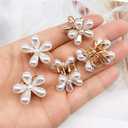 Four Leaf Style Pearl Barrettes Women's Set Hairpin Hair Clip Marble Alligator Clutches Hair Pins Duckbilled Headdress Jewelry Hair Accessories Set Clips for Women, 10 Piece