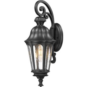 Outdoor Wall Sconce, HWH 23'' Large Exterior Wall Lights with Seeded Glass, Wall Lamp Waterproof Antique Wall Lantern for Porch Patio Garage Entryway, 5HW90B-M BK (23'' Large)