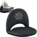 Mindful Modern Meditation Chair | Adjustable Floor Chair with Back Support | Padded Floor Seat for Posture Support and Comfort | Portable Folds Flat for Storage | Indoor/Outdoor Use | Stone Black, 20.5 inches by 19 inches by 3 inches