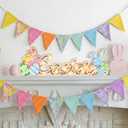 Sieral Easter Decorations Wooden Easter Decor for Table with LED Lights Lighted Bunny Sign Farmhouse Tabletop Decoration for The Home Living Room Party Holiday Decor