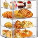 Pastry Display Case,4 Layers Adjustable Clear Bread Box for Kitchen Countertop,Bread Storage with Magnetic Door Bakery Pastry Display15.5x11.4x9.8inch (Transparent-1pack)