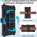 Belt Clip Holster Compatible with Samsung Galaxy S25 Ultra Defender Case with 360 Rotating Stand - Heavy Duty Protection Anti-Drop Shockproof, Black