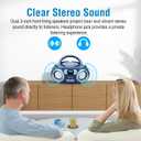 MEGATEK Portable CD Player Boombox with FM Radio, Bluetooth, USB Port, AUX Input, and Headphone Jack CD-R/CD-RW/MP3-CD Compatible, Clear Stereo Sound, Backlit LCD Display Blue Jay