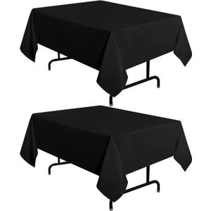 sancua 2 Pack Black Tablecloth 54 x 54 Inch, Stain and Wrinkle Resistant Square Table Cloth - Washable Polyester Table Cover for Dining Tables, Buffet Parties and Camping