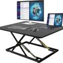 32in Desk Riser for Standing or Sitting, Large Standing Desk Converter, Height Adjustable Sit Stand Desk Converter, Fully Assembled Monitor Laptop Riser Workstation for Home Office, Black