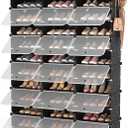 ROJASOP Portable Shoe Rack Organizer, 72 Pairs Covered Shoe Rack Shoe Organizer for Closet Entryway 12-Tier Shoe Storage Cabinet Space Saver Closed Shoe Organizer Cabinet with Doors (Black)