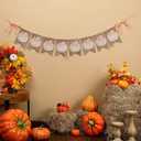 2 x Frienda Fall Thanksgiving Banners Plaid Pumpkin Burlap Banner Bunting Garland Pre-assembled Orange White Check Rustic Autumn Harvest Bunting Flag for Home Wall Mantel Fireplace Hanging Decor