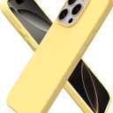 ORNARTO Compatible with iPhone 16 Pro Case 6.3", Slim Liquid Silicone 3 Layers Soft Gel Rubber Shockproof Protective Cover with Anti-Scratch Microfiber Lining-Buttercream Yellow