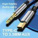 USB C to 3.5mm Audio Aux Jack Cable, Type C to Male Adapter, USB C to 3.5mm Headphone Car Stereo Cord Nylon Braided for Smartphone, Laptop, Tablet(6.5FT)