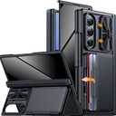 CENMASO for Samsung Galaxy Z Fold 7 Case with Card Holder [RFID Blocking] Camera Cover, Hinge Protection, Hidden Kickstand, Privacy Screen Protector, Shockproof Phone Case for Galaxy Z Fold 7-Black