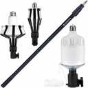 LOVEETA® Gen3 12Ft [18Ft Reach] Extendable Light Bulb Changer Pole for High Ceilings – Telescopic Light Bulb Pole Changer with Bulb Gripper, Chandelier Lights - Jet Black