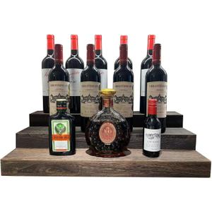 Liquor Bottle Stand, Holds 18 Bottles,3 Tier Liquor Bar Bottle Display Shelf, Real Wood,Tabletop Wine Rack, Bar Shelf Stand for Liquor,Bar Display,Home Storage (Dark Brown)