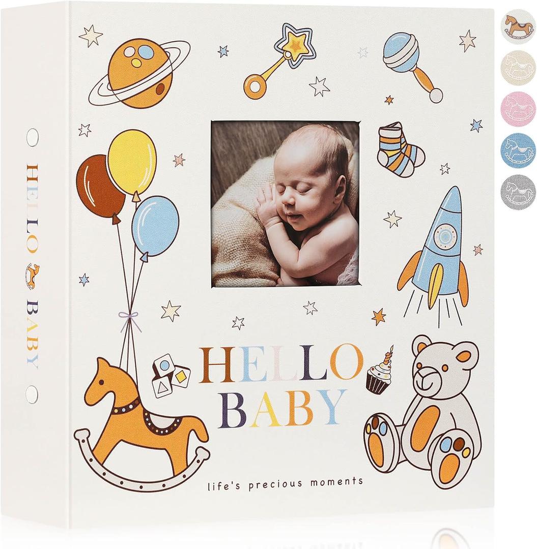 Lanpn Baby Photo Album 4x6 600 Pockets, Linen Cover Photo Book Newborn Bebe Album Memory Book with Front Window Holds 600 Horizontal and Vertical Pictures Gift for Boy Girl Baby Shower Colorful