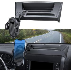 Upgraded Phone Mount for Jeep Wrangler JK JKU 2018 2017 2016 2015 2014 2013 2012 2011, Dash Multi-Mount Phone Holder Kit w/Storage Tray Interior Accessories (2011-2018 JK/JKU(Balck))