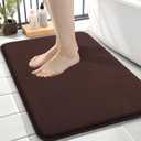 OLANLY Thick Memory Foam Small Bathroom Rugs 24x16, Extra Soft Absorbent Bathroom Mat, Quick Dry Bath Mat, Non-Slip, Machine Washable Carpet for Bathroom, Tub and Shower, Home Decor Accessories, Brown
