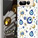 Compatible with Google Pixel 7 Pro Case - Fantasy Blue Gold Evil Eye Phone Case Slim Soft TPU Shockproof Protective Cover Case (image-5)