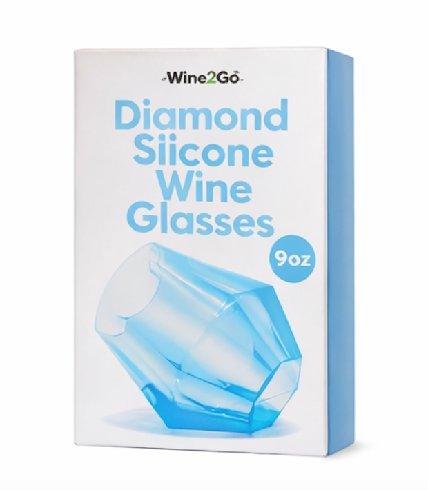 DIAMOND SILICONE WINE GLASSES 9OZ