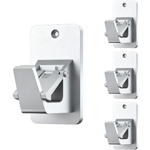 Adhesive No Drill Curtain Rod Brackets - Heavy Duty 30LB Holders for Bathroom Bedroom Kitchen, Universal Damage-Free Window Rod Hooks with Nail-Free Installation (4PC Silver)