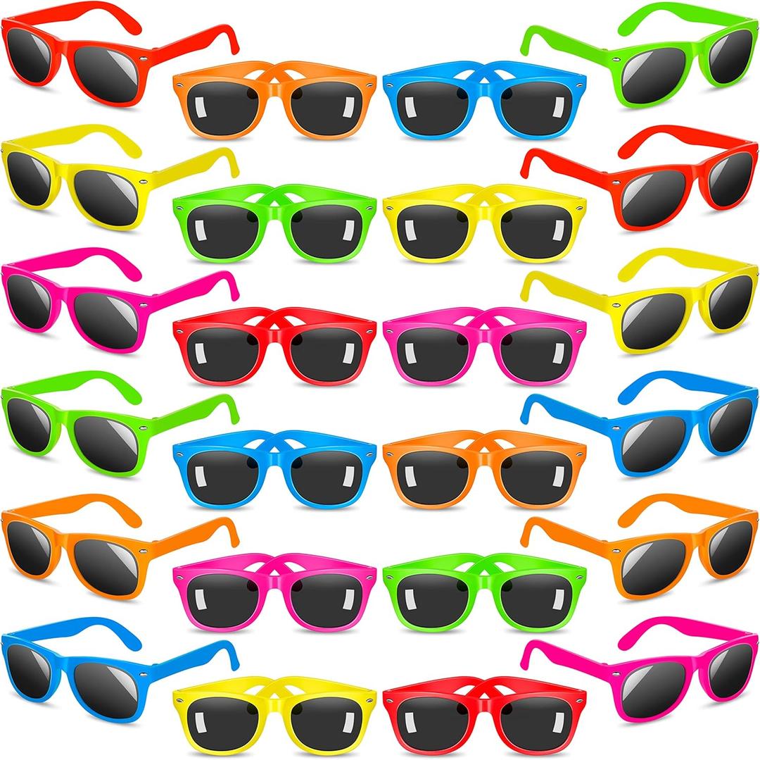 INNOCHEER Party Sunglasses for Kids 24 Pack with UV400 Protection Eyewear Neon Sunglasses for Boys, Girls - Great Gift for Party Favors, Birthday Party and Outdoor Activity