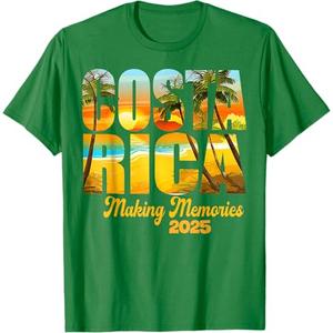 Costa Rica 2025 Making Memories Matching Family Vacation T-Shirt (M, Green)