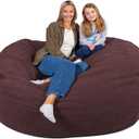 Big Joe Fuf 7Ft Giant Foam Bean Bag Chair, Oversized Couch with Removable Cover for Kids, Teens, Adults, Merlot Cloudweave, 7 Foot