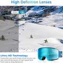 Kids Ski Goggles, Frameless OTG Snowboard Goggles HD Super Anti-fog 250s Mirrored Lens for Kids Youth